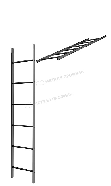 Лестница кровельная стеновая дл. 1860 мм без кронштейнов (9005) ― купить в Компании Металл Профиль по приемлемым ценам.